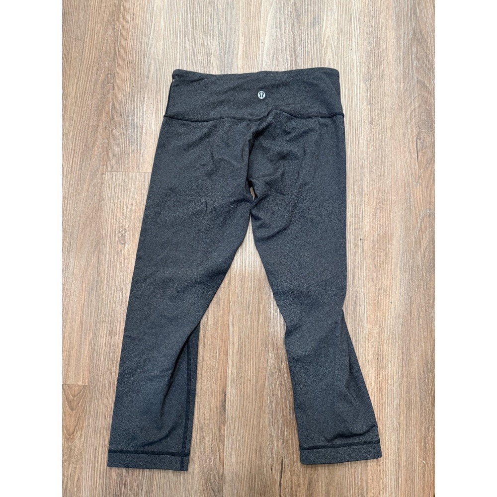Lululemon Wunder Under Crop Leggings Heathered‎ Charcoal Gray Size 4 Yoga Pants